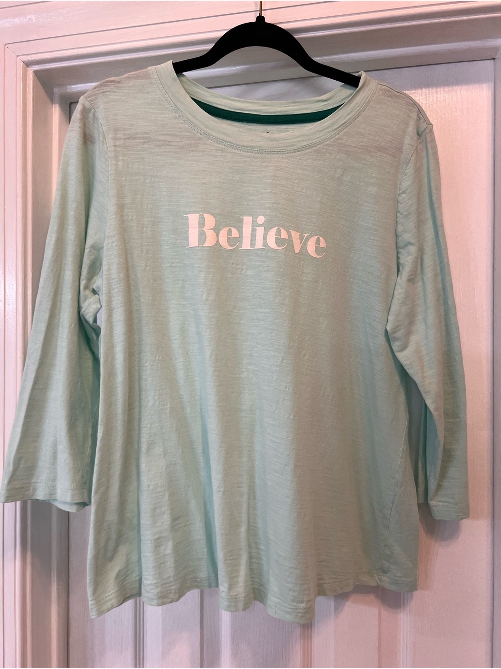 St. John's Bay Women's “Believe" Tee – 3/4 Sleeve, Size Large